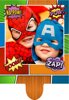 Superhero comic strip happy birthday for boys photo upload Retro Cupcake Topper