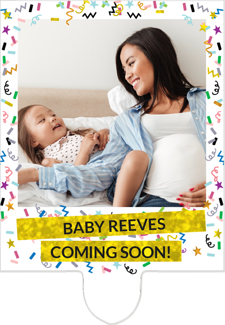Baby shower sparkly gold glitter & coloured confetti photo upload Retro Cupcake Topper
