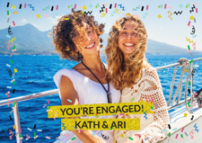 You’re engaged sparkly gold glitter & coloured confetti photo upload Sponge Cake Topper