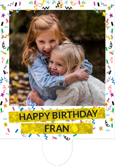 Happy birthday sparkly gold glitter & coloured confetti for girls photo upload Retro Cupcake Topper