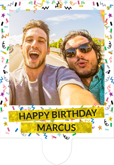 Happy birthday sparkly gold glitter & coloured confetti for him photo upload Retro Cupcake Topper