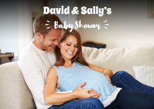 Baby shower white handwritten text photo upload Sponge Cake Topper