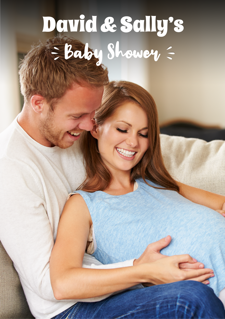 Baby shower white handwritten text photo upload Sponge Cake Topper