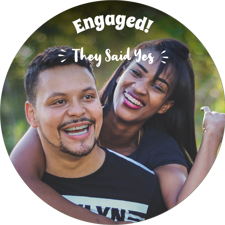 You’re engaged white handwritten text photo upload Wafer Cupcake Topper