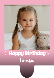 Happy birthday white handwritten text for girls photo upload Retro Cupcake Topper