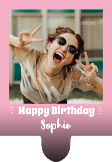 Happy birthday white handwritten text for her photo upload Retro Cupcake Topper
