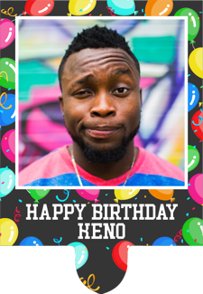 Dancing colourful balloons happy birthday border for him photo upload Retro Cupcake Topper