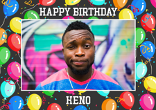Dancing colourful balloons happy birthday border for him photo upload Sponge Cake Topper