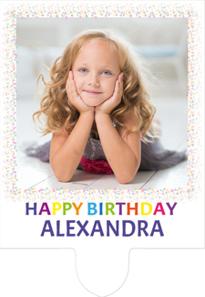 Rainbow sprinkle border happy birthday for boys photo upload Retro Cupcake Topper