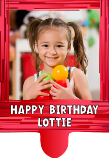 Happy birthday red swirl border for girls photo upload Retro Cupcake Topper