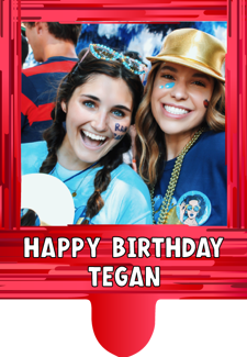 Happy birthday red swirl border for her photo upload Retro Cupcake Topper