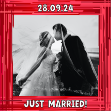 Wedding red swirl border photo upload photo upload Sponge Cake Topper