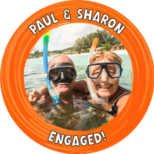 You’re engaged orange swirl border photo upload Wafer Cupcake Topper