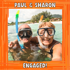 You’re engaged orange swirl border photo upload Sponge Cake Topper