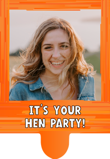 Custom name hen do orange swirl border photo upload Retro Cupcake Topper