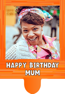 Happy birthday orange swirl border for her photo upload photo upload Retro Cupcake Topper