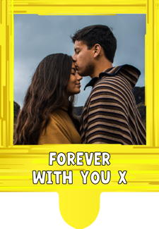 You're engaged yellow swirl border photo upload Retro Cupcake Topper