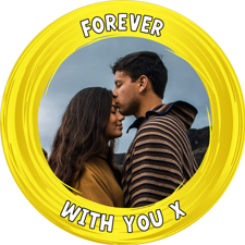 You're engaged yellow swirl border photo upload Wafer Cupcake Topper