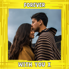 You're engaged yellow swirl border photo upload Sponge Cake Topper