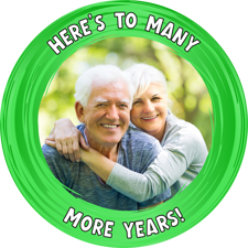 Anniversary green swirl border photo upload Sponge Cake Topper