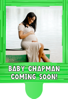 Baby shower green swirl border photo upload Retro Cupcake Topper