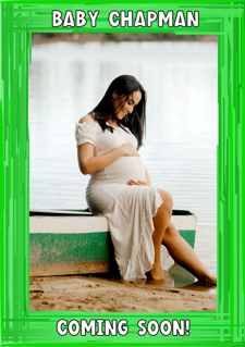 Baby shower green swirl border photo upload Sponge Cake Topper