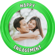 You’re engaged green swirl border photo upload Wafer Cupcake Topper