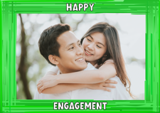 You’re engaged green swirl border photo upload Sponge Cake Topper