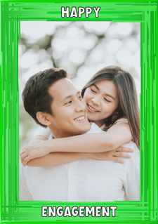 You’re engaged green swirl border photo upload Sponge Cake Topper