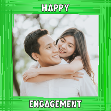 You’re engaged green swirl border photo upload Sponge Cake Topper