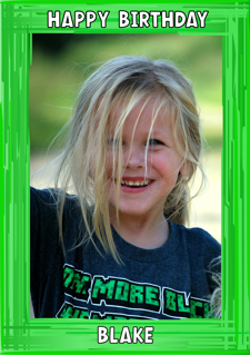 Happy birthday green swirl border for girls photo upload Sponge Cake Topper