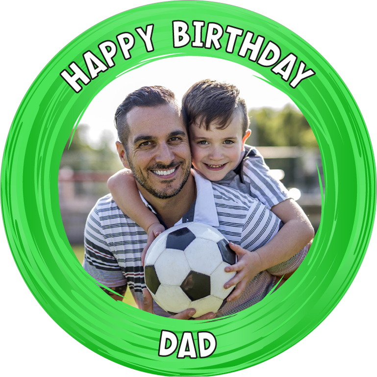 Happy birthday green swirl border for him photo upload Edible Cupcake Topper