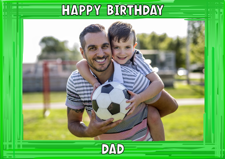 Happy birthday green swirl border for him photo upload Sponge Cake Topper