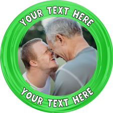 Custom message green swirl border photo upload Edible Cupcake Topper