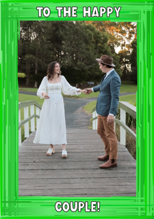 Wedding green swirl border photo upload Sponge Cake Topper