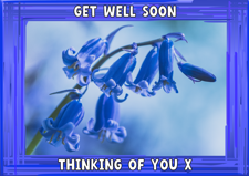 Get well soon dark blue swirl border photo upload Sponge Cake Topper