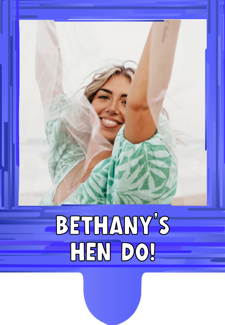 Hen do dark dark blue swirl border photo upload Retro Cupcake Topper