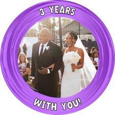 Anniversary purple swirl border photo upload Sponge Cake Topper