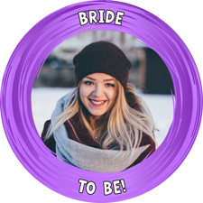 Hen do purple swirl border photo upload Sponge Cake Topper