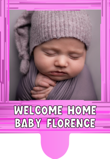 New baby pink swirl border photo upload Retro Cupcake Topper