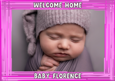 New baby pink swirl border photo upload Sponge Cake Topper
