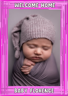 New baby pink swirl border photo upload Sponge Cake Topper