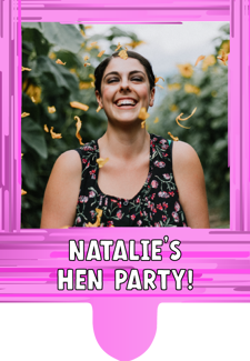 Hen do pink swirl border photo upload Retro Cupcake Topper