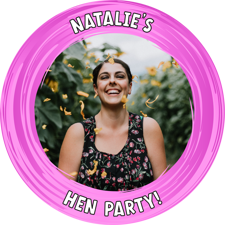 Hen do pink swirl border photo upload Sponge Cake Topper
