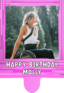 Happy birthday pink swirl border for her photo upload Retro Cupcake Topper