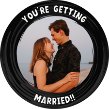 Hen do black swirl border photo upload Sponge Cake Topper