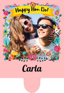 Hen do pretty colourful flower border photo upload Retro Cupcake Topper