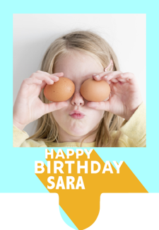 Happy birthday colourful blue orange shadow for girls photo upload Retro Cupcake Topper