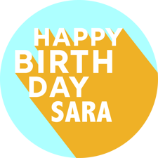Happy birthday colourful blue orange shadow for girls custom text Sponge Cake Topper