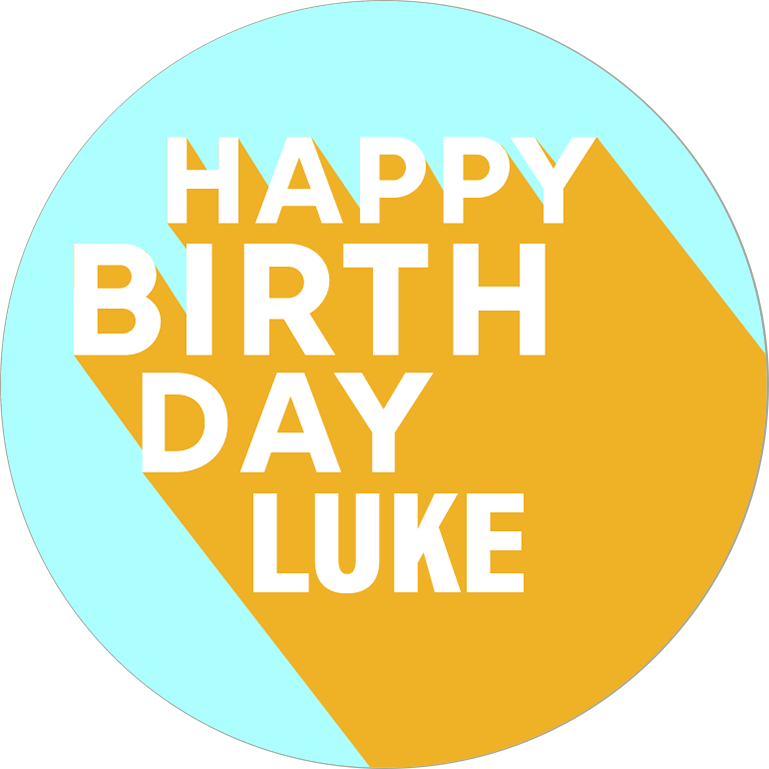 Happy birthday colourful blue orange shadow for him custom text Edible Cupcake Topper